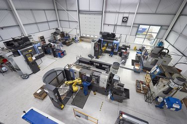 A commercial warehouse with lots of machinery